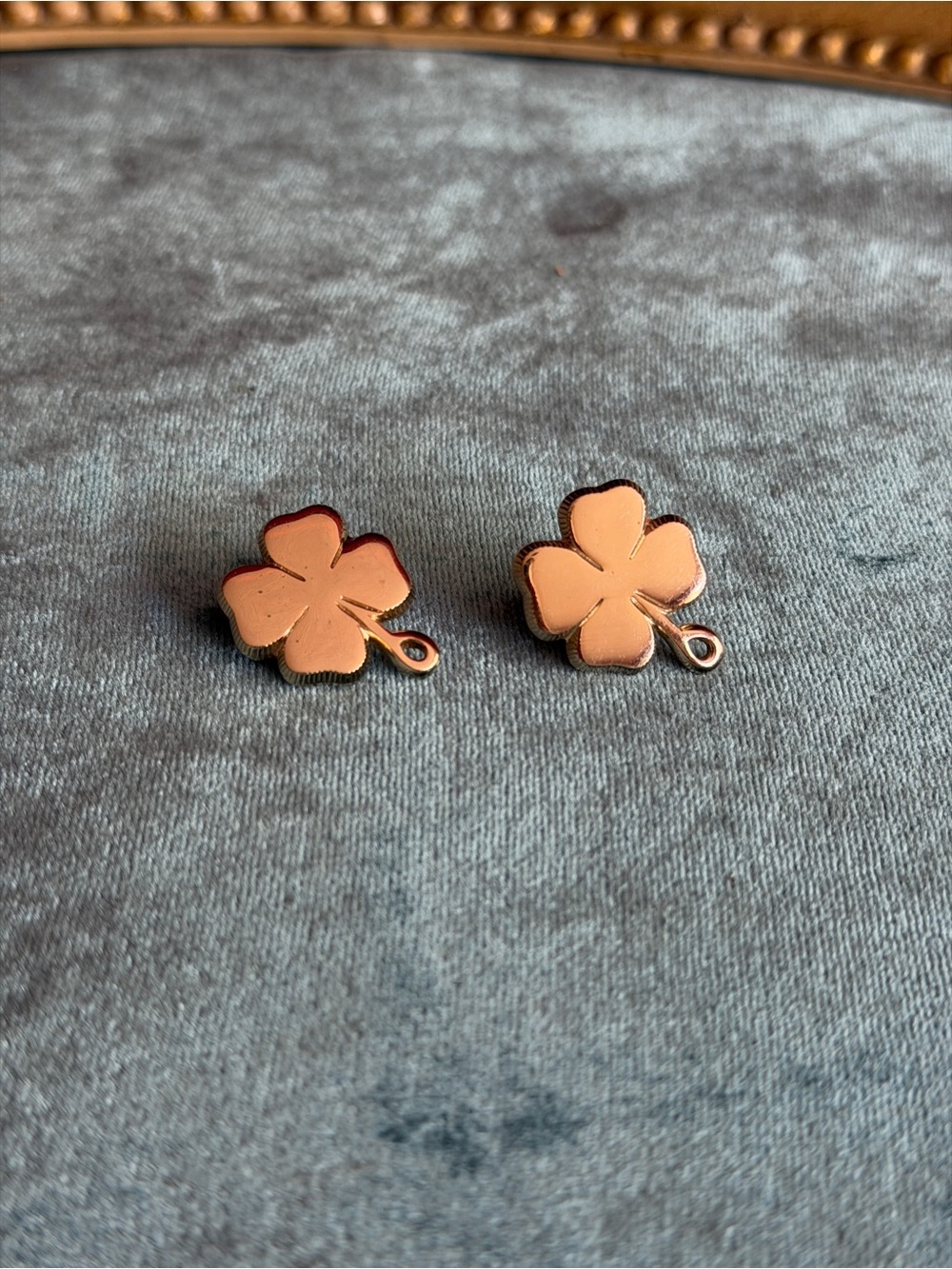 Vintage Signed Monet Shamrock Gold Tone Clip Earrings - Women Accessories